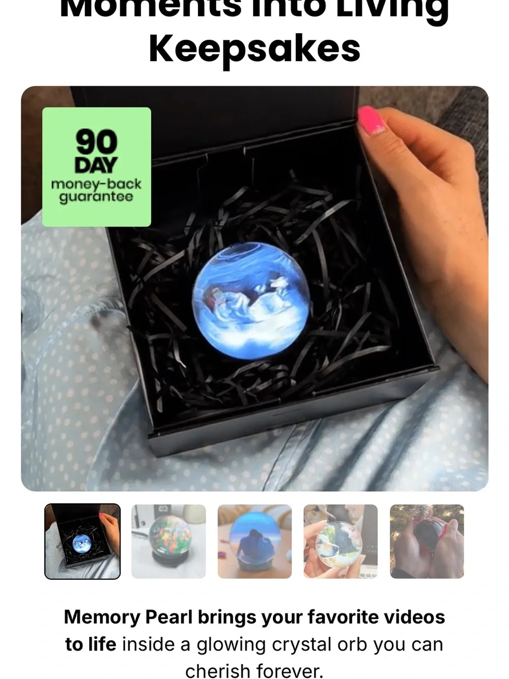 Memory Pearl photo orb ornament - shows pictures and plays videos